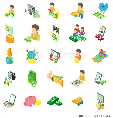 Online earning icons set, isometric style 54747183
