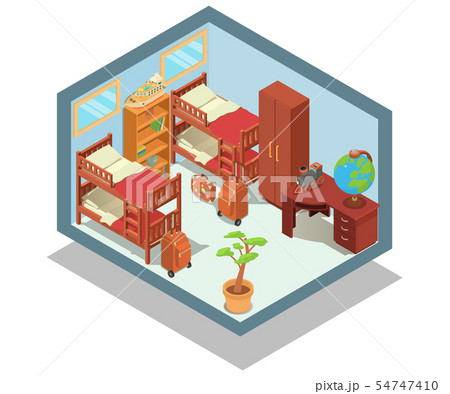 Hostel concept banner, isometric style 54747410