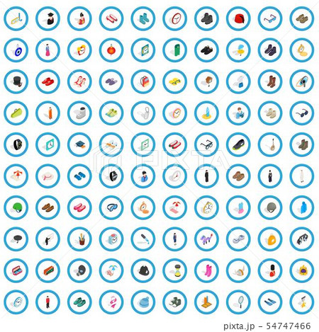 100 gear icons set, isometric 3d style 54747466