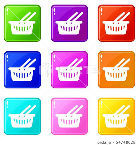 Cart shop icons set 9 color collection Cart shop icons set 9 color collection 54748029