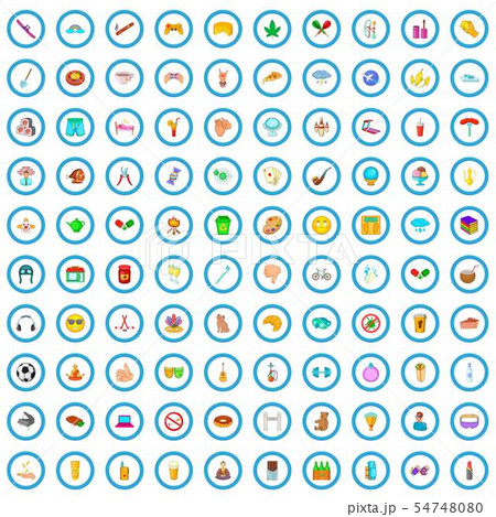 100 habits icons set, cartoon style 54748080