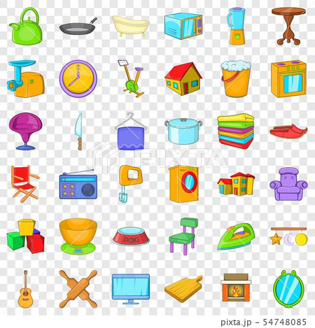 Indoor icons set, cartoon style Indoor icons set, cartoon style 54748085
