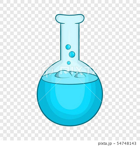 Chemical laboratory flask with blue liquid icon 54748143