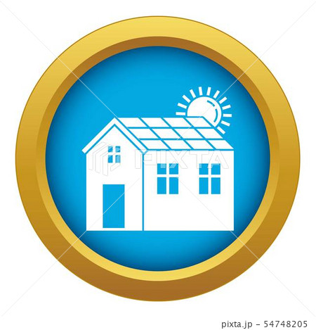 Solar panel house icon blue vector isolated Solar panel house icon blue vector isolated 54748205