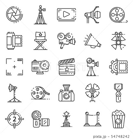 Film production icons set, outline style 54748242