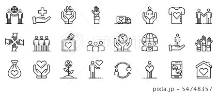 Volunteering icons set, outline style Volunteering icons set, outline style 54748357