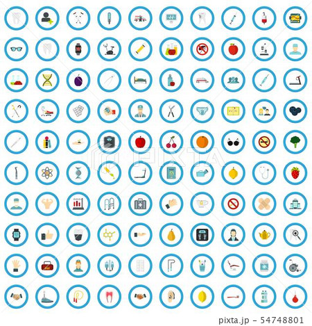 100 health care icons set, flat style 100 health care icons set, flat style 54748801