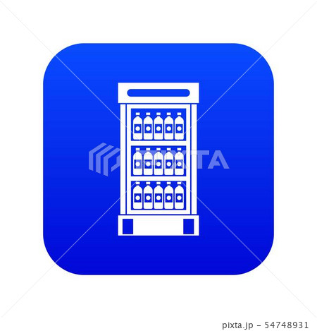 Fridge with refreshments drinks icon digital blue 54748931
