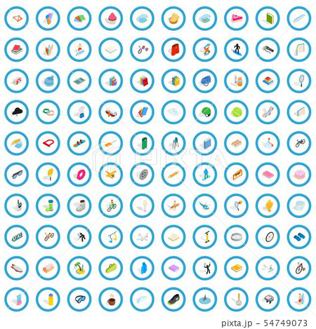 100 hobby icons set, isometric 3d style 54749073