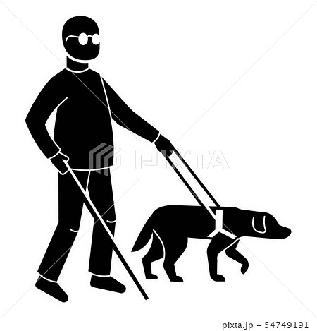 Blind man with dog icon, simple style 54749191