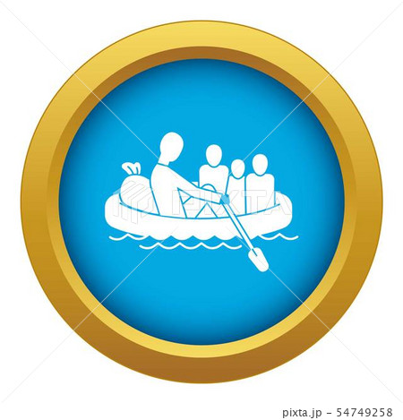Migrant family in boat icon blue vector isolated 54749258