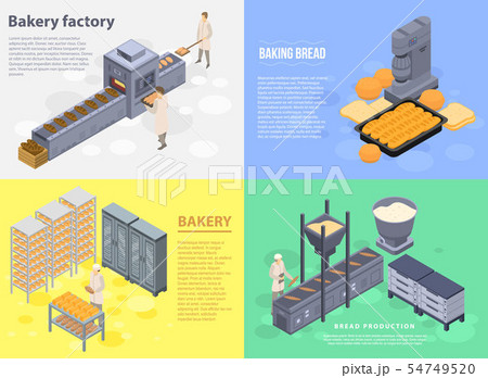 Food bakery factory banner set, isometric style 54749520
