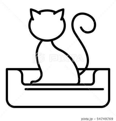 Cat on bed icon, outline style 54749769