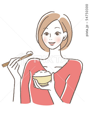 ご飯を食べる女性　白米 54750300