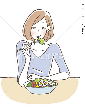 サラダを食べる女性 54750301