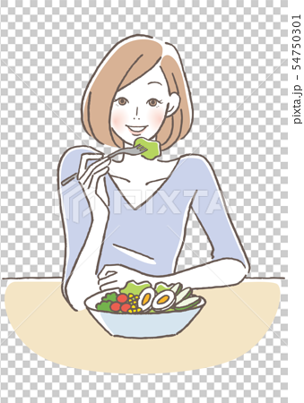 サラダを食べる女性 54750301