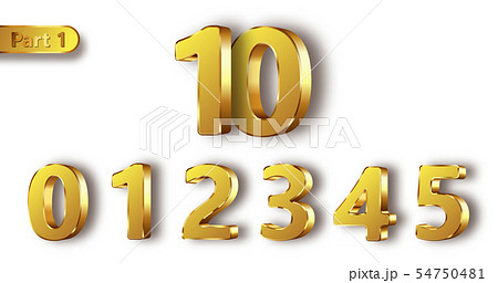Golden metal numbers realistic vector 54750481