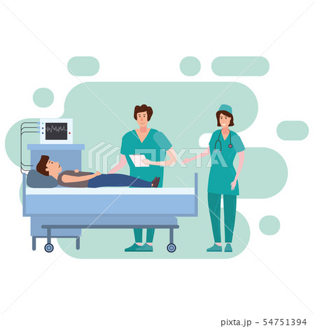 Medical team nurse and doctor consulting patient young men in a medical bed the hospital room 54751394