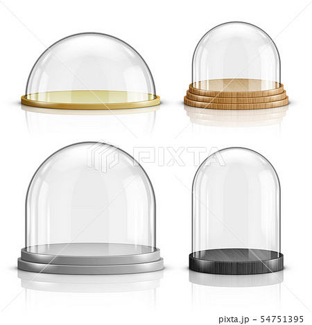 Glass dome and wooden tray realistic vector 54751395