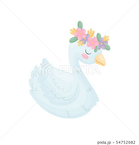 Cute Swan Is Sitting Vector Illustration On のイラスト素材 5475