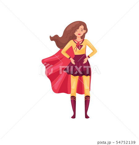 Woman super hero in an orange suit. Vector illustration on white background. Woman super hero in an orange suit. Vector illustration on white background. 54752139