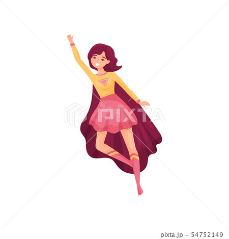 Woman superhero in a pink skirt. Vector illustration on white background. 54752149
