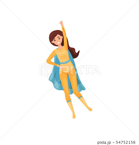 Woman superhero in a yellow suit. Vector illustration on white background. 54752156