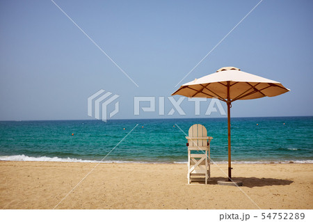 A lifeguard's chair on the beach. A lifeguard's chair on the beach. 54752289