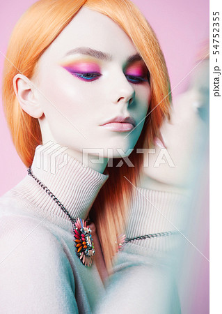 Art fashion studio portrait of beautiful redhead 54752355