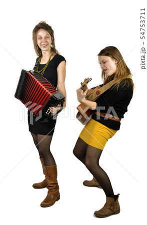 Two girls playing music 54753711