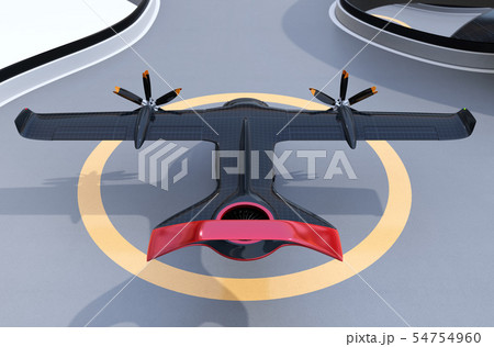 ソーラーパネルに覆われている空飛ぶタクシーの後部イメージ。短距離ライドシェアコンセプト ソーラーパネルに覆われている空飛ぶタクシーの後部イメージ。短距離ライドシェアコンセプト 54754960