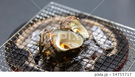 サザエのつぼ焼き･BBQ･bbq･炭火焼･網焼･備長炭･七輪･キャンプ･食事･食べ物･さざえ･栄螺 54755717