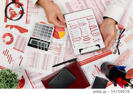 Flat top view of businessman working and Flat top view of businessman working and 54756076