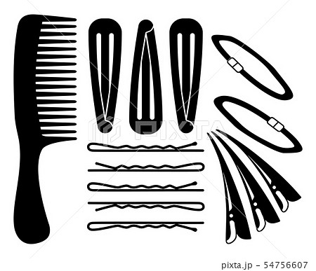 Black and white hair styling silhouette set Black and white hair styling silhouette set 54756607