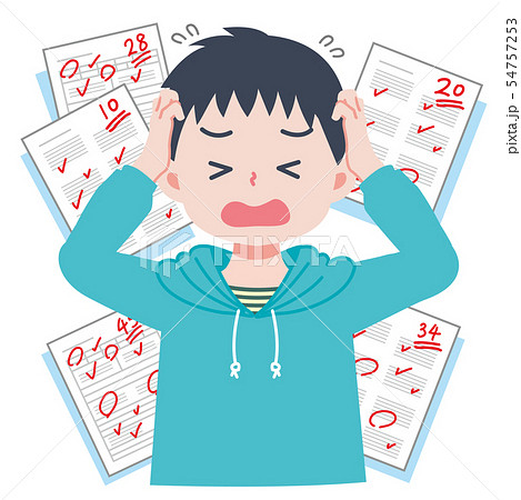 成績が落ちた男の子のイラスト 54757253