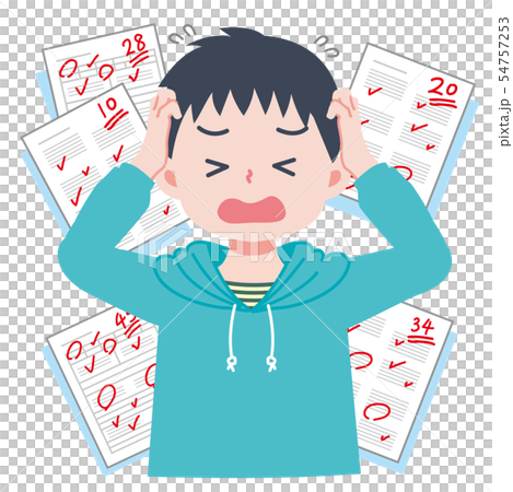 成績が落ちた男の子のイラスト 54757253