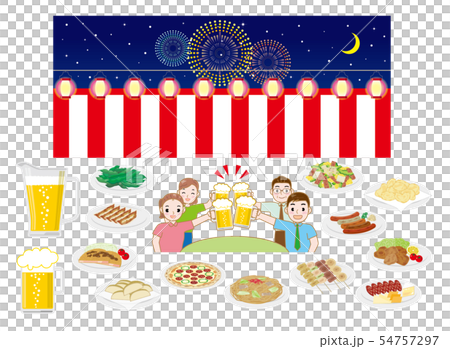 ビアガーデンイラストセットのイラスト素材