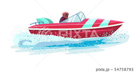 Boat vector speed motorboat yacht traveling in ocean illustration nautical set of summer vacation on 54758793