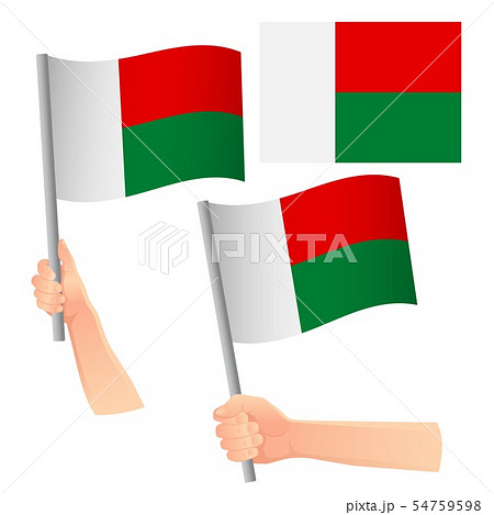 Madagascar flag in hand set 54759598