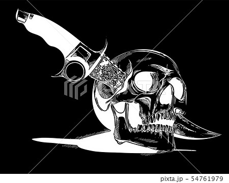a vector human Skull with a knife a vector human Skull with a knife 54761979