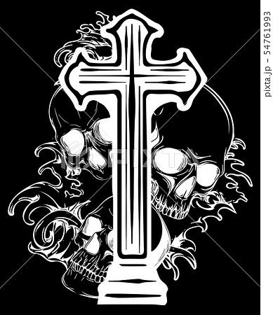 Gothic Coat Of Arms With Skull And Rosary のイラスト素材