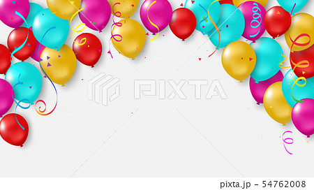 Colorful balloons, confetti concept design templat Colorful balloons, confetti concept design templat 54762008