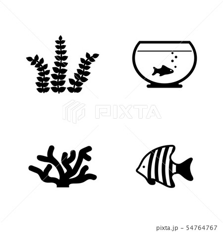 Aquarium inhabitants. Simple Related Vector Icons 54764767