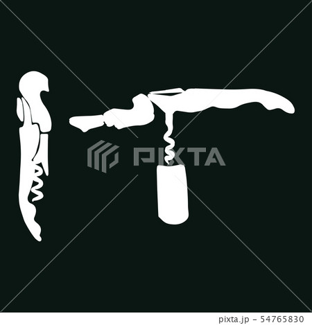 Corkscrew white silhouette on black background 54765830