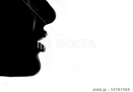 Woman's Silhouette of Nose and Lips in Profile Woman's Silhouette of Nose and Lips in Profile 54767469