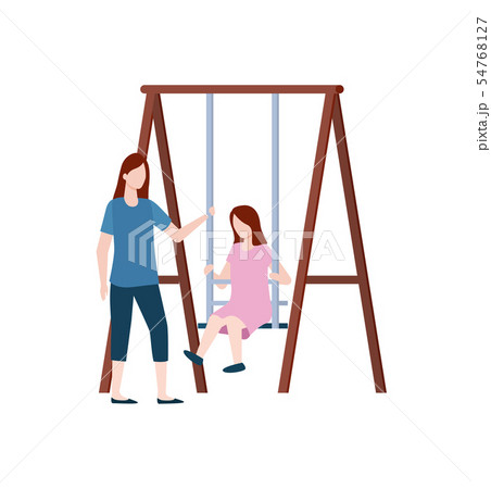 Recreation and Amusement, Girls on Swing Vector 54768127