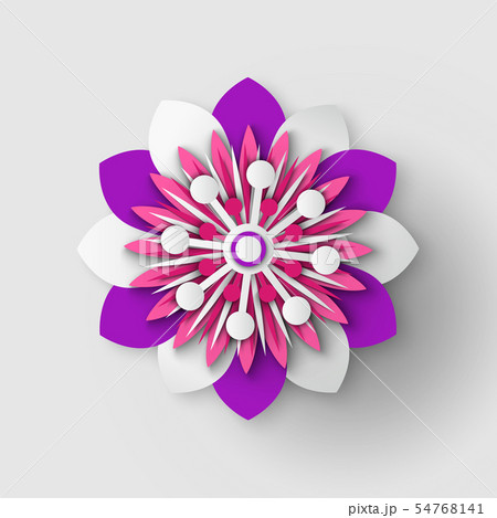 Poster Decorated by Bouquet, Flower Origami Vector 54768141