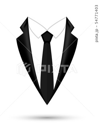 Man suit icon isolated background with bow. Fashion black business jacket design 54771403
