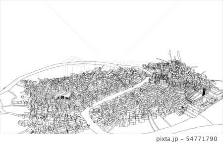 Outline city concept. Wire-frame style 54771790