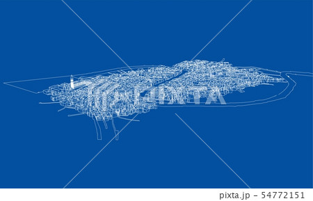 Outline city concept. Wire-frame style 54772151